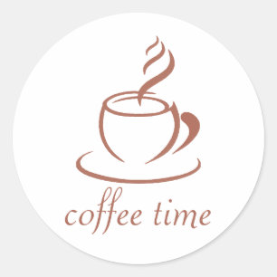 Pink and Brown coffee time Square Sticker