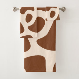Pink and Brown Cow Print Bath Towel Set