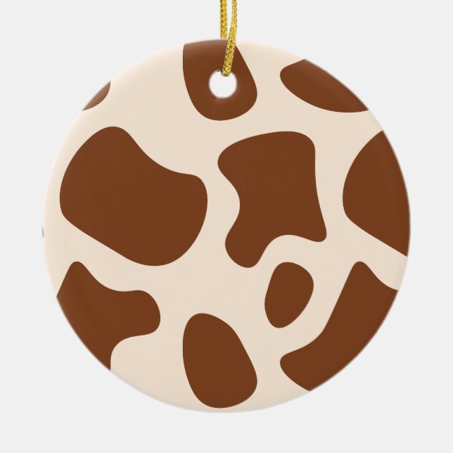 Pink and Brown Cow Print Ceramic Tree Decoration (Front)