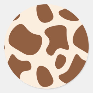 Pink and Brown Cow Print Classic Round Sticker