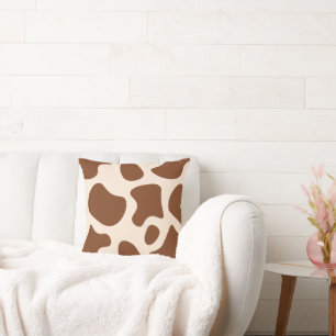 Pink and Brown Cow Print Cushion