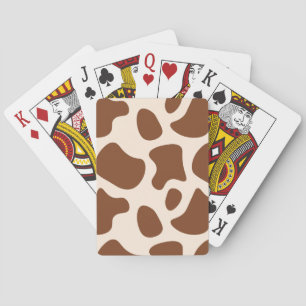 Pink and Brown Cow Print Playing Cards