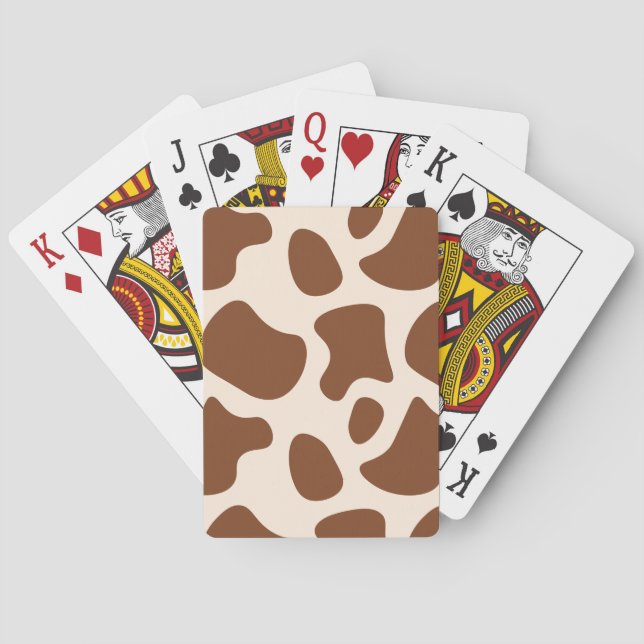 Pink and Brown Cow Print Playing Cards (Back)
