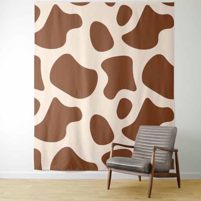 Pink and Brown Cow Print Tapestry (In Situ)