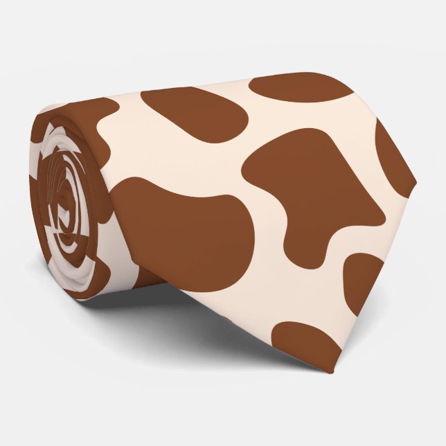 Pink and Brown Cow Print Tie (Rolled)