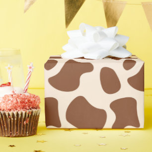 Pink and Brown Cow Print Wrapping Paper