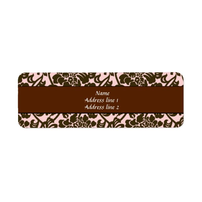 Pink and Brown Damask Address Labels (Front)