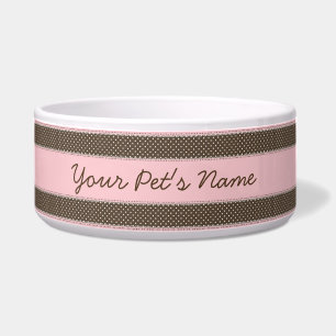 Pink and Brown Dot Pet Bowl