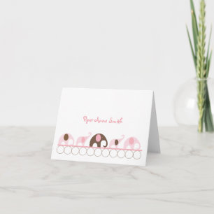 Pink and Brown Elephants Baby Girl Photo Note Note Card