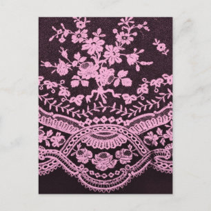 Pink And Brown Floral Lace Postcard