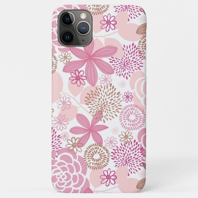 Pink and Brown Floral Pattern Case-Mate iPhone Case (Back)