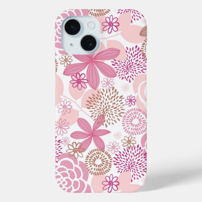 Pink and Brown Floral Pattern Case-Mate iPhone Case (Back)