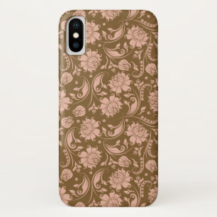 Pink and Brown Floral Pattern iPhone X Case