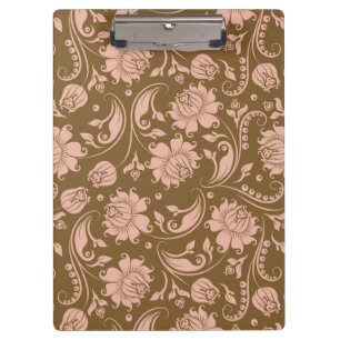 Pink and Brown Floral Pattern Clipboard