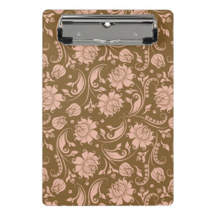 Pink and Brown Floral Pattern Mini Clipboard