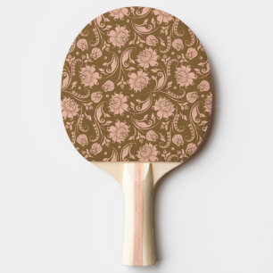 Pink and Brown Floral Pattern Ping Pong Paddle