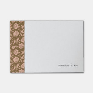 Pink and Brown Floral Pattern Post-it Notes