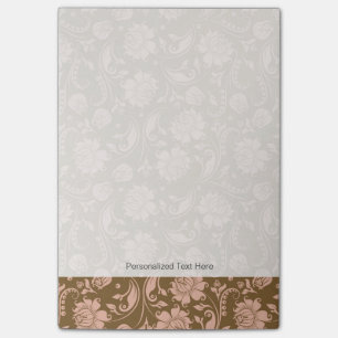 Pink and Brown Floral Pattern Post-it Notes