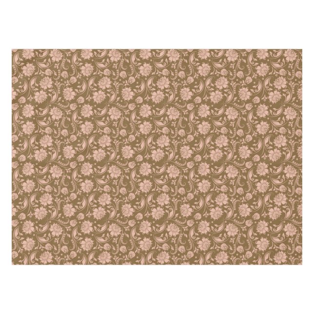 Pink and Brown Floral Pattern Tablecloth (Front (Horizontal))