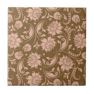 Pink and Brown Floral Pattern Tile