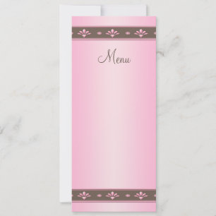 Pink and Brown Floral Wedding Menu Card
