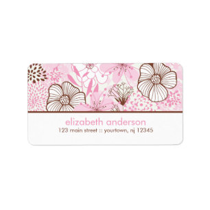 Pink and Brown Florals Label