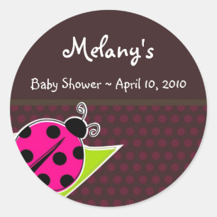 Pink and Brown Ladybug Sticker Labels