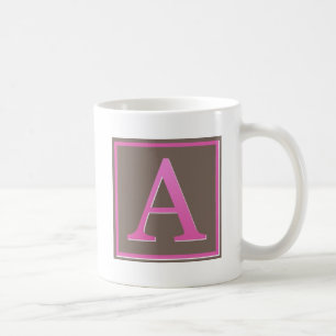 Pink and Brown Letter A Monogram Coffee Mug