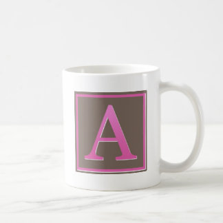 Pink and Brown Letter A Monogram Coffee Mug
