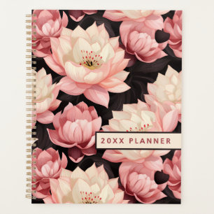 Pink and Brown Lotus Flower Floral Planner