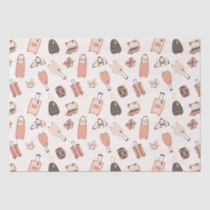 Pink and Brown Luggage Suitcase Travel Pattern Tissue Paper