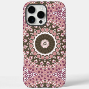 Pink and Brown Mandala Kaleidoscope Medallion iPhone 16 Pro Max Case