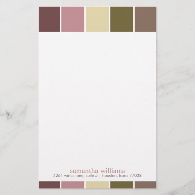 Pink and Brown Modern Decorative Colour Blocks Stationery (Front)