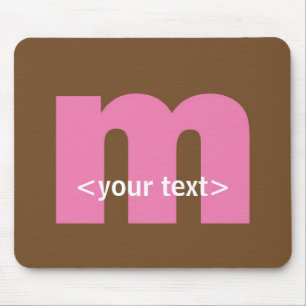 Pink and Brown Monogram - Letter M Mouse Mat
