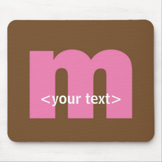 Pink and Brown Monogram - Letter M Mouse Mat