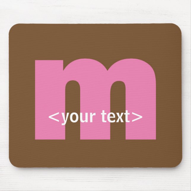Pink and Brown Monogram - Letter M Mouse Mat (Front)