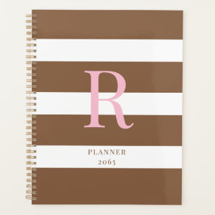 Pink and Brown Monogram Yearly Planner