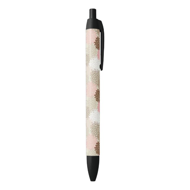 Pink And Brown Mum Pattern Black Ink Pen (Bottom (Vertical))