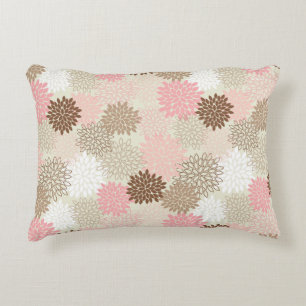 Pink And Brown Mum Pattern Decorative Cushion