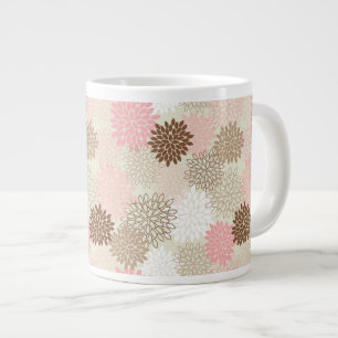 Pink And Brown Mum Pattern Large Coffee Mug