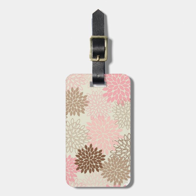 Pink And Brown Mum Pattern Luggage Tag (Front Vertical)