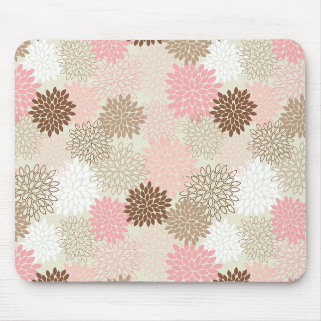 Pink And Brown Mum Pattern Mouse Mat (Front)
