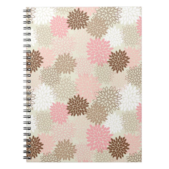 Pink And Brown Mum Pattern Notebook (Front)