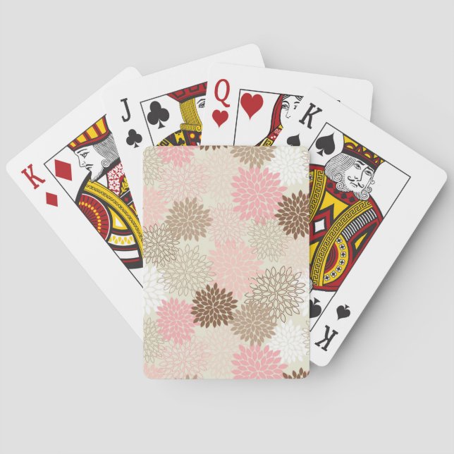 Pink And Brown Mum Pattern Playing Cards (Back)