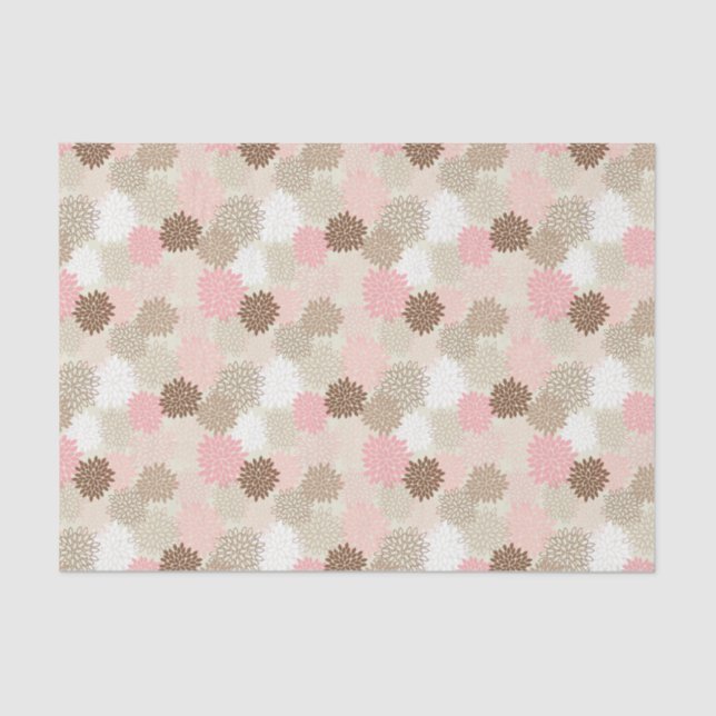 Pink And Brown Mum Pattern Tissue Paper (Front)