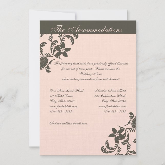 Pink and Brown Paisley Floral Invitation (Front)