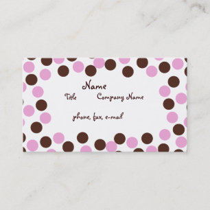 Pink and Brown Polka Dot Business Card
