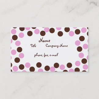Pink and Brown Polka Dot Business Card