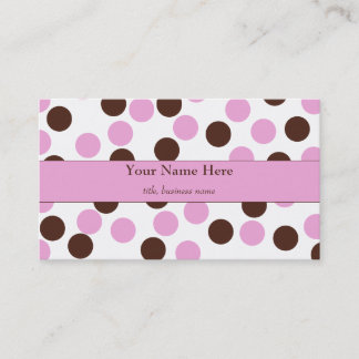 Pink and Brown Polka Dot Business Card