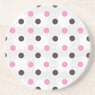 Pink and Brown Polka Dot Coaster